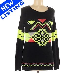 M Rare Vera Wang Retro Neon Knit Sweater